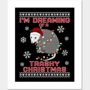 Funny Ugly Christmas Sweater Possum I'm Dreaming of a Trashy Christmas Posters and Art